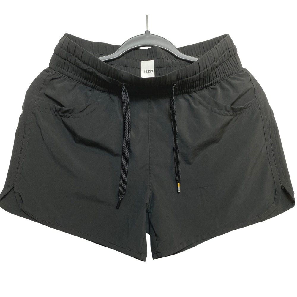 MIER Athletic Shorts Womens Small Black Elastic Waist Drawstring Zipper Pocket